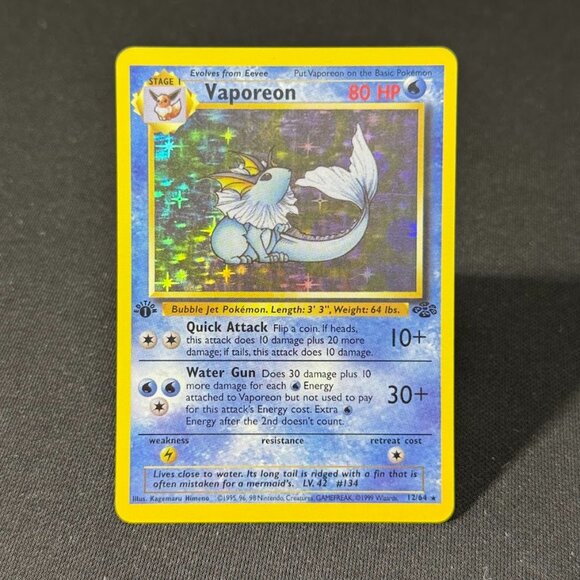 Vaporeon Jungle 1st Edition "Reprinted" - Picture 2 of 3